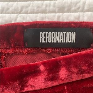 Reformation Red Velvet Pants